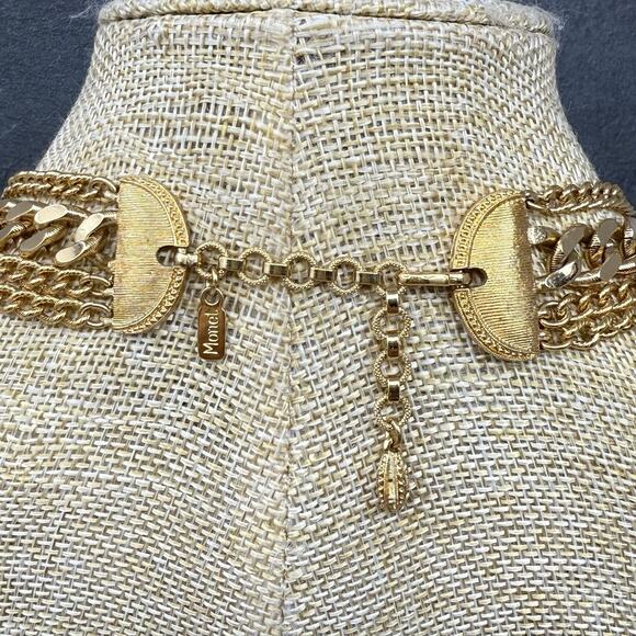 Vintage Monet Gold Tone Chain Multistrand Necklace 16 Inch - Picture 4 of 5
